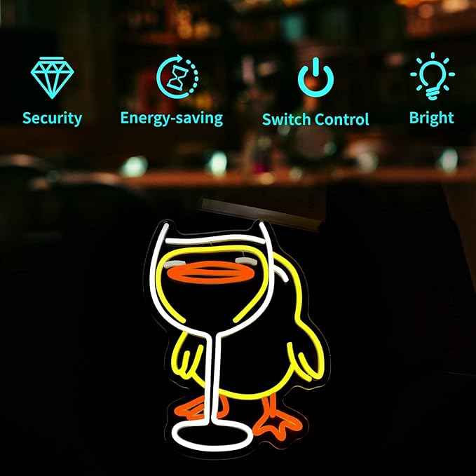 Neon Sign, HSJNJKFU Duck Neon Signs for Wall Decor LED Neon Light for Room Party Decor Beer Bar Signs for Man Cave - LED Neon USB Powered