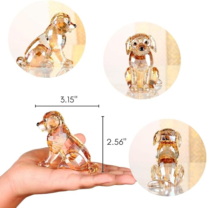 Crystal Dog Figurine Faceted Glass Puppy Statue Clear Labrador Ornament Animal Collectible Sculpture Handscraft Paperweight Home Decor