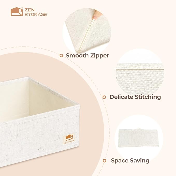 Linen Drawer Organizers for Nursery, Dresser & Closet (12-Pack) – Sturdy, Collapsible Nursery & Dresser Dividers for Baby Clothes, Socks, Underwear & Essentials – Multi-Size Set, Beige