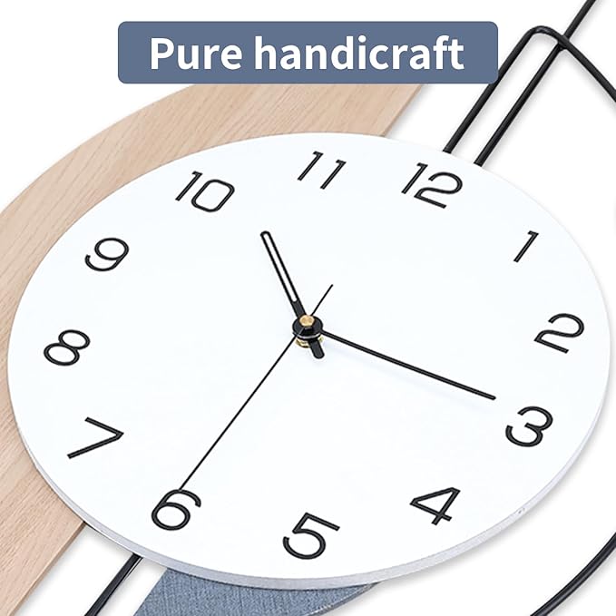 Wall Clock,Large Decorative Wall Clocks with Pendulum,Battery Operated Silent Quality Quartz Wall Clock for Living Room,Kitchen,Home,Bathroom,Bedroom Wall Decor,14x28.4inch
