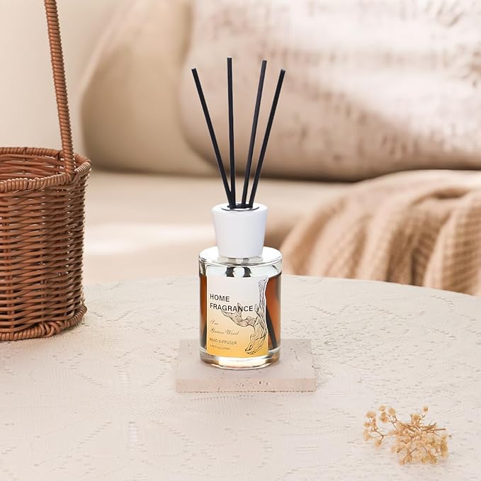 Reed Diffuser - Sea&Guaiac Wood 4.06oz (120ml) 1 Pack Essential Oil Reed Diffuser Set with 8 Sticks, Long Lasting Fragrance for Home, Bathroom, Bedroom, Room, Decor