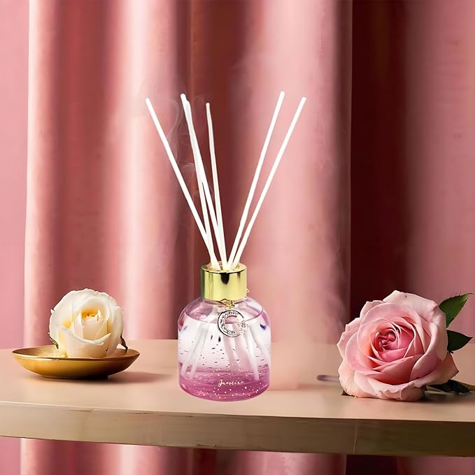 Reed Diffuser Set, Pretty Valley Home Diffuser 80Ml / 2.7 fl OZ Gift Box - Includes Reed Diffuser Sticks, Long Lasting Fragrance Oil and Glass Bottle for Office Living Room Decor (Jasmine)