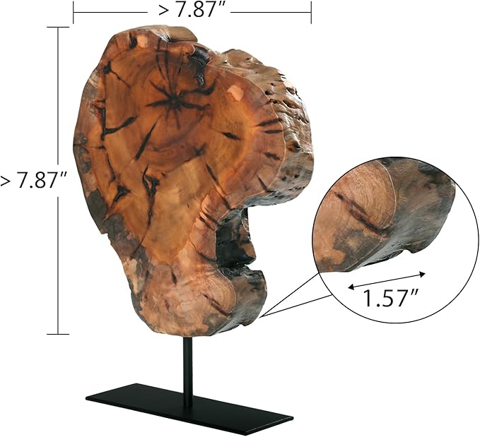 WELLAND Irregular Date Tree Sculpture, Wood Tabletop Sculpture Collectible Decoration for Home Office Decor, Approximate Size Over 7.87 x 7.87 x 1.57 Inches