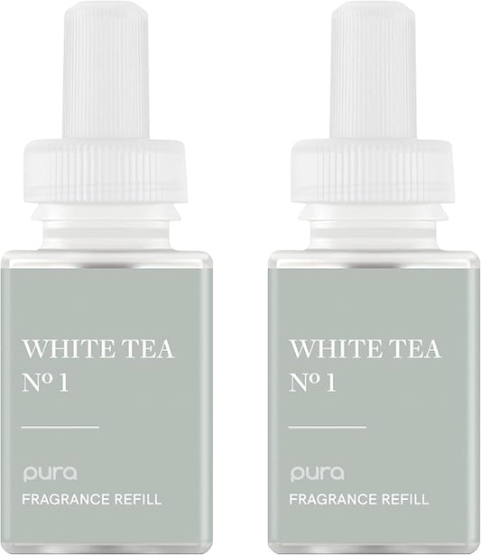 Pura Smart Home Air Diffuser Fragrance - Smart Home Scent Refill - Up to 120-Hours of Premium Fragrance per Refill - Clean Diffuser for Office & Apartment - 2 Pack, White Tea No. 1