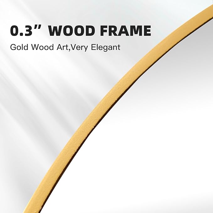 CULER Round Gold Bathroom 36 Inch Mirror,Circle Wall Modern Mirror for Bedroom,Hanging Vanity Tempered Glass Mirrors for Entryway or Living Room