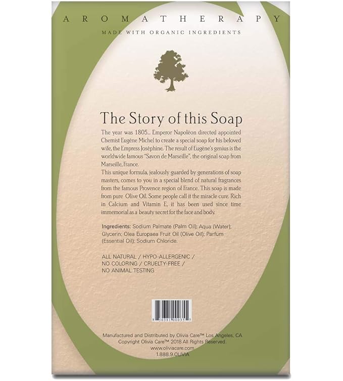Olivia Care Bath & Body Bar Green Tea Soap 4 Pack Gift Box Organic, Vegan & Natural Contains Olive Oil Repairs, Hydrates, Moisturizes & Deep Cleans Good for Sensitive Dry Skin Made in USA 4 bars(Pack of 1)