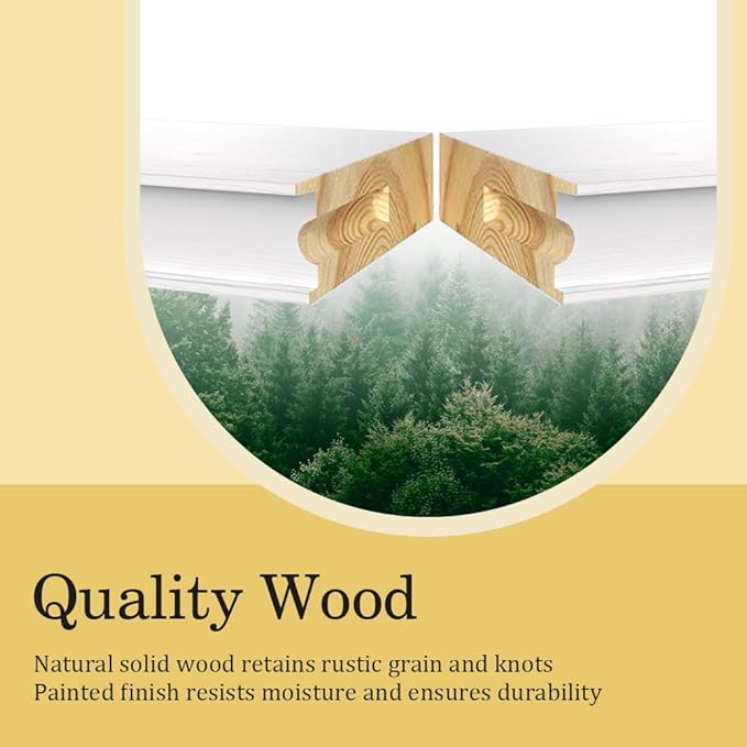 Floating Shelves for Wall, 35.5 Inch Long Natural Wood Shelf, White Rustic Decor for Bathroom Kitchen Bedroom, Hanging Mounted Invisible Bracket, Set of 2