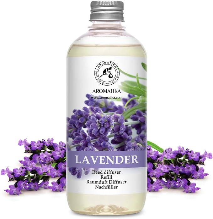 Lavender Reed Diffuser Refill 17 Fl Oz - 500ml - Lavanda Refill - Wardrobe Freshener - Home Fragrance Oil - Air Freshener - Aromatherapy - Essential Lavender Oil Diffuser - Diffuser Refill