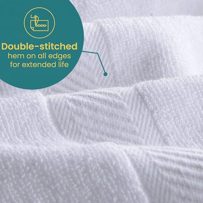 Pearl Linens Pack of 12 100% Cotton Bath Towels – 22x44 Quick-Dry, Lightweight, Soft & Absorbent Bathroom Towels for Spa, Gym, Hotel & Shower – Bulk White Towel Set