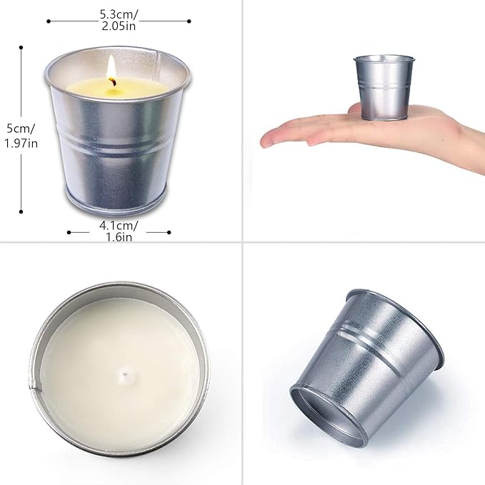 Small Citronella Candles Outdoor Bulk Natural Soy Wax Lemongrass Scented Bugs Away Candles in Bucket for Outside Patio in Summer, Set of 12