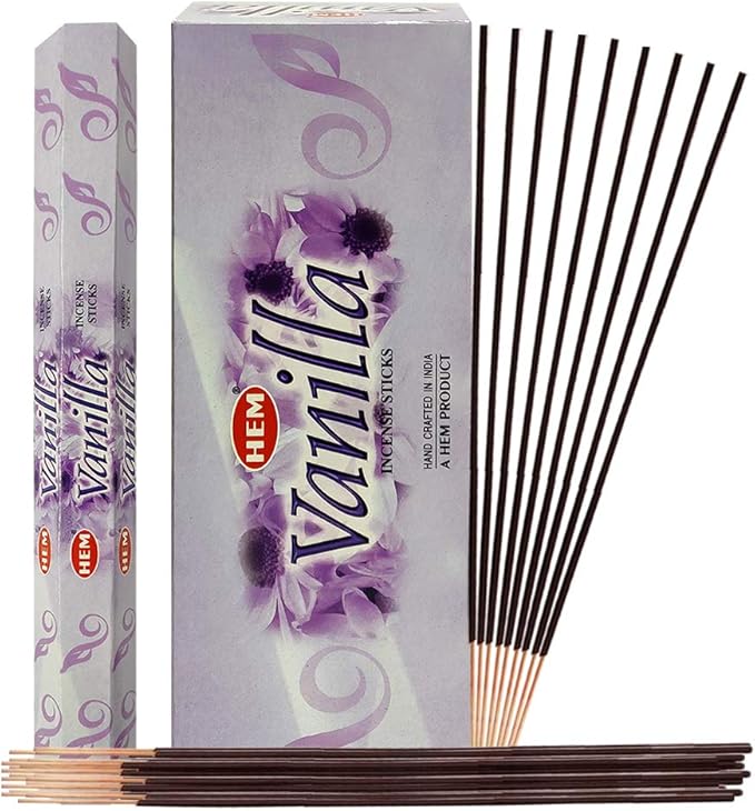 TRUMIRI Vanilla Incense Sticks & Holder Bundle: 121 Pieces (6 Packs of 20), 1 Set