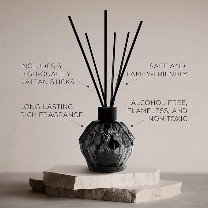 Aromaplan Reed Diffuser, Fresh & Clean Scent Diffuser (8.45 fl oz, 250ml)- Luxury Reed Diffusers Set for Home- Includes Reed Diffuser Sticks & Fragrance Oil in a Glass Bottle
