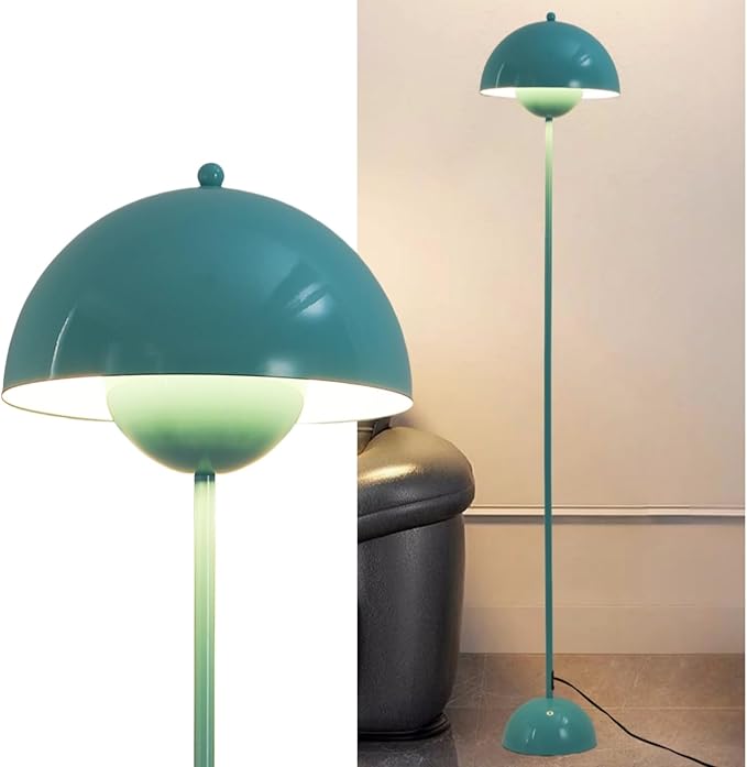 COSYLUX Modern Floor Lamp for Living Room, Industrial Tall Standing Lamp for Bedroom, Metal Shade Reflecting Light Reading Floor Lamp for Office, Nursery Room, Corner(Light Green)