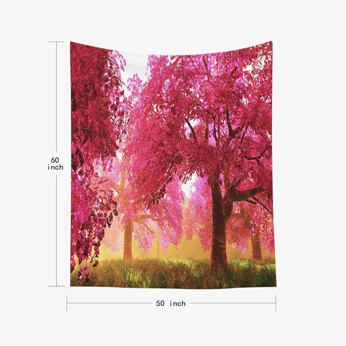 EMMTEEY Mysterious Cherry Blossoms Cute Wall Tapestry 60X50 Living Room Tapestry Wall Décor