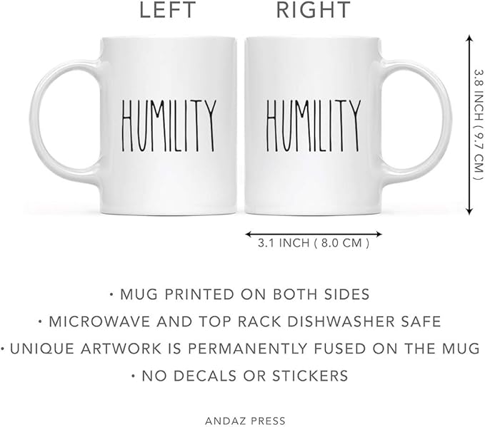 Andaz Press Simple Rustic Farmhouse Kitchen Decor 11oz. Ceramic Coffee Tea Mug Gift, Humility, 1-Pack, Includes Gift Box, Minimalist Birthday Christmas Gift Ideas