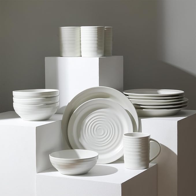 Stone Lain Orbit 24-Piece Dinnerware Set Stoneware, White