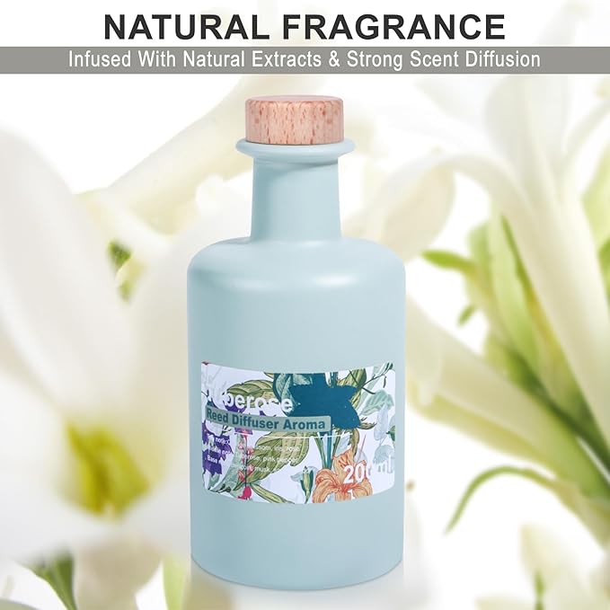 Reed Diffuser Set - Tuberose Essential Oil, 200ml/6.8fl oz Orange Blossom Floral Aroma Scented Oil, Sandalwood Aroma Aromatherapy, Home Fragrance with Rattan Sticks for Room Decor