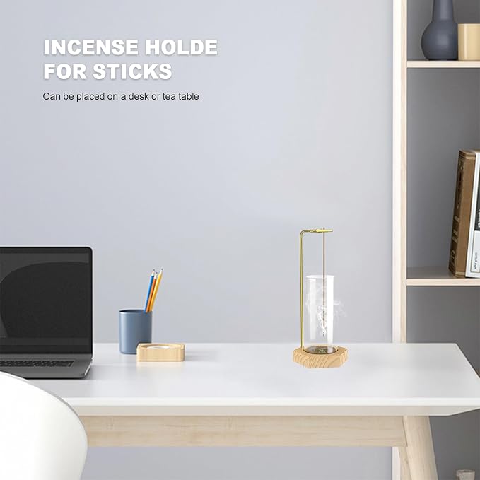 2 Pack Incense Holder, Incense Burner, Insence-Stick Holder Mess-Free Incense Burner Holder, Ideal for Meditation, Yoga, Relaxation, and Home Decor - Anti-Ash Flying (Hexagonal Wood Color)