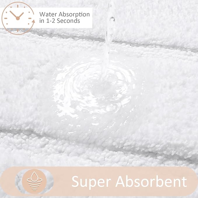 HOMORE Bathroom Rug 24x48 Inch Soft Absorbent Bathroom Runner Rug, Washable Bath Rugs Long Non Slip Bath Mat for Shower Tub,White