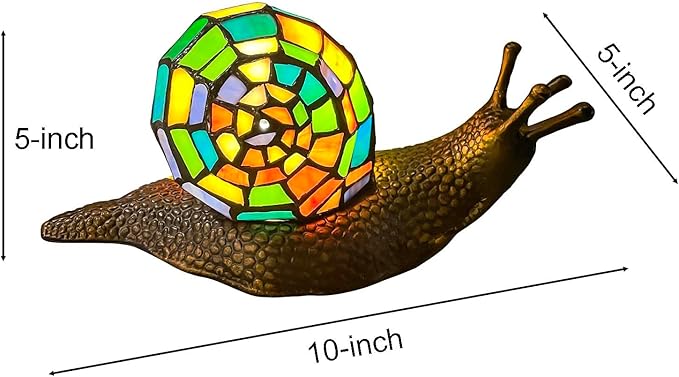 Bieye L13003 Land Snail Tiffany Style Stained Glass Accent Table Lamp for Home Decoration (Multicolor, 10" D x 5" W x 5" H)
