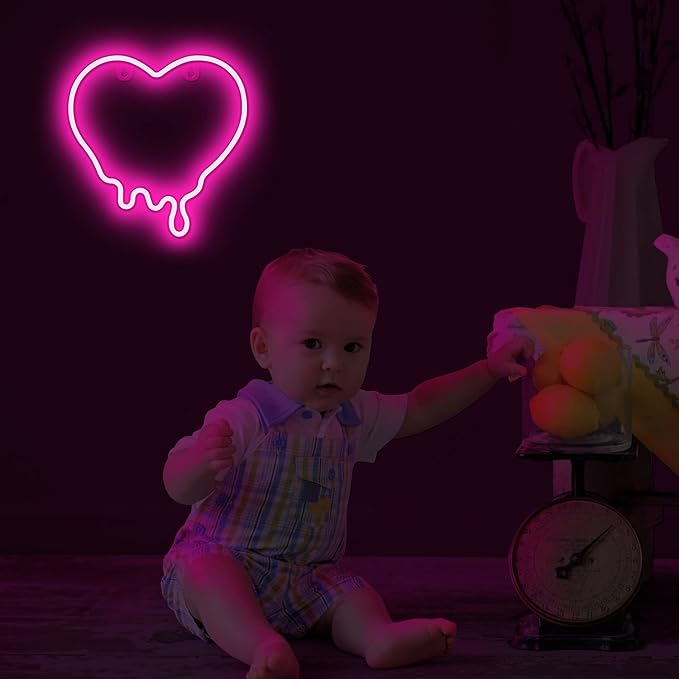 Lumoonosity Heart Neon Sign - Melt Heart Light - Pink, 8.7 x 8.7-inch LED Sign with On/Off Switch