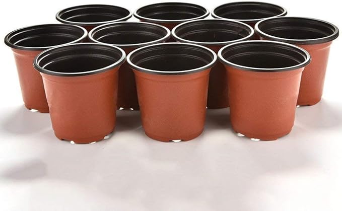 KINGLAKE 100 Pcs 6" Plastic Plants Nursery Pot/Pots Seedlings Flower Plant Container Seed Starting Pots