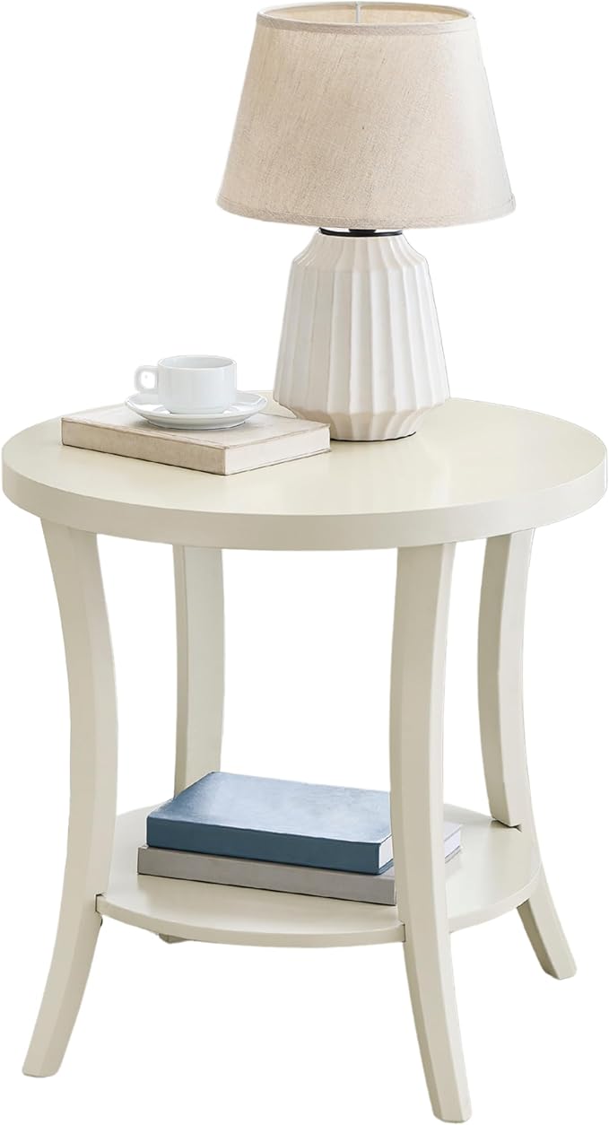 Roundhill Furniture Perth Contemporary Round End Table with Shelf