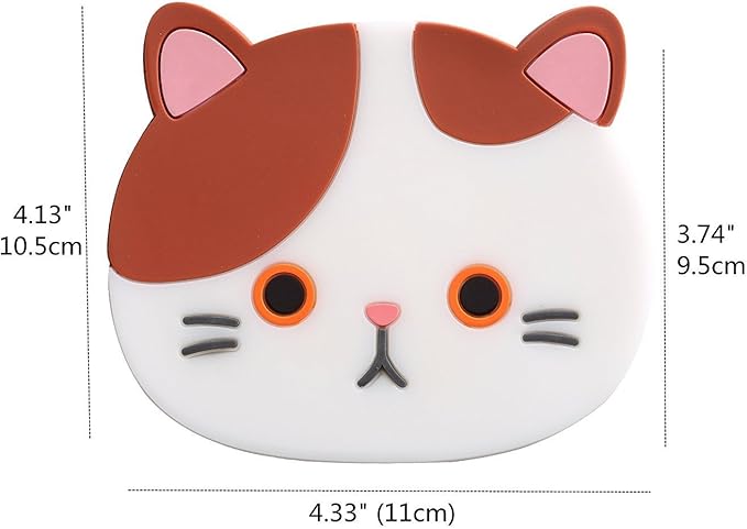 Set of 6 Cute Cat Cup Coasters Mats Silicone Rubber Faces Insulated Flexible Durable Non Slip Hot Pads for Beverage Drink Beer Wine Glass Tea Home Wedding Registry Gift Idea