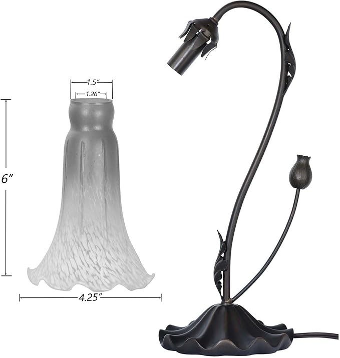 Bieye L10697 Lily Flower Blown Glass Accent Table Lamp for Living Room Bedroom Decoration (1-Light, Orange)