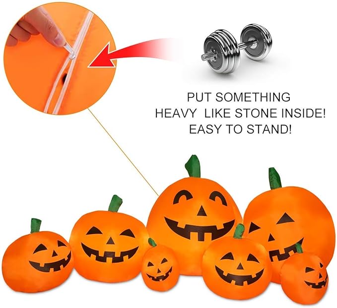 7.5 FT Inflatable Pumpkin Halloween Decorations, Halloween Blow Up Yard Decoration Clearance with LED Lights Built-in Front Yard, Porch, Lawm or Halloween Party Indoor Outdoor