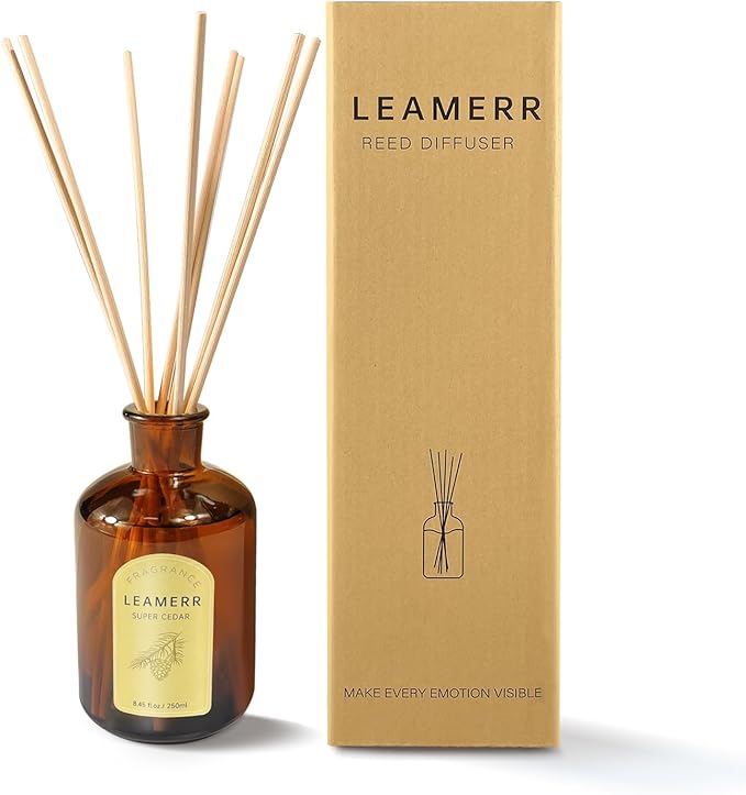 Fragrance Essential Oil Reed Diffuser Set - 8.8 oz (250 ml) Super Cedar Scent Used for Lasting Fragrance in Bedroom, Suitable for Toilet to Remove Odor Fragrance Essential Oil Diffuser