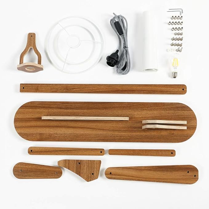 Cool Tall Floor Lamp Decorative Reading Standing Wood Swing Arm Wood Lighting for Corner Kids Boys Girls Bedroom Living Room Home Improvement Office Farmhouse - with LED Bulb (Walnut)