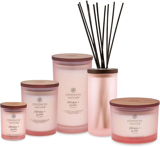 Chesapeake Bay Candle Scented Candle, Stillness + Purity (Rose Water), Medium Jar, 8 Ounce, Home Décor