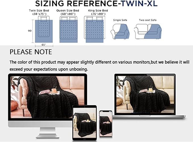 YUSOKI Sherpa Twin XL Blanket-3D Stylish Design Super Soft Fuzzy Cozy Warm Blanket Thick Plush Fluffy Furry Blankets for Teen Girls Women Couch Bed Sofa Chair Men Boys Gift(Black,65"x90")