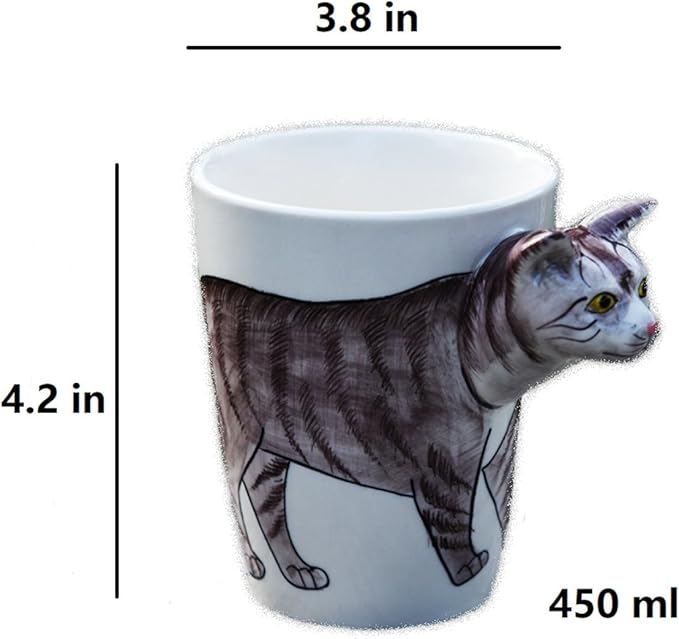 Hand-painted Animals Ceramic Mug (13.66oz) (Leopard Cat)