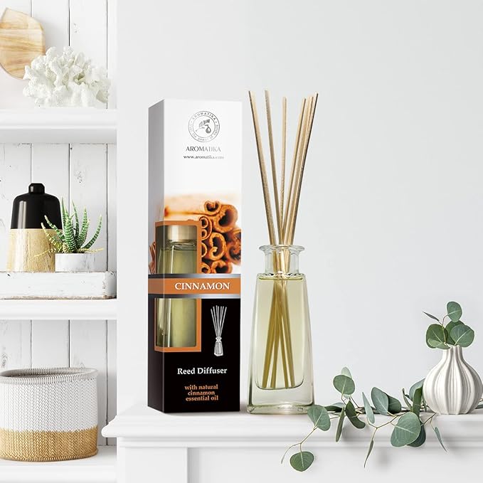 Reed Diffuser Cinnamon 3.4 Fl Oz(100ml) - Room Diffuser with Cinnamon Essential Oil - Home Fragrance - Aromatherapy Air Freshener - Oil Diffuser - Scented Diffuser - Cinnamon Aroma