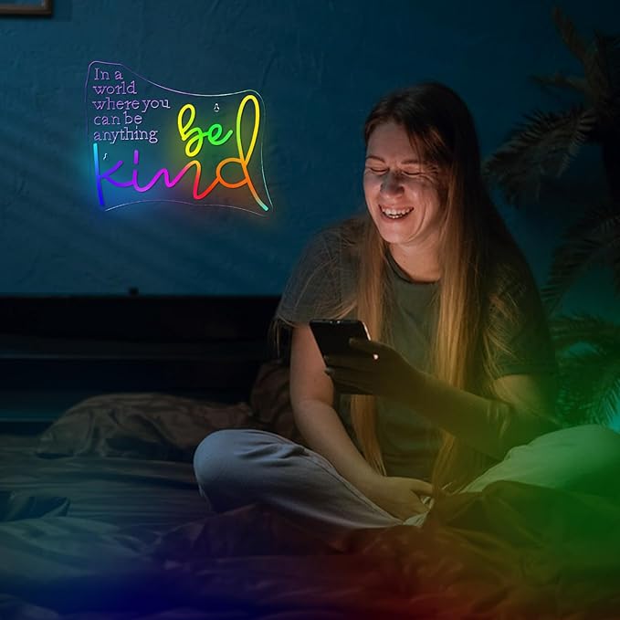 Be Kind Neon Sign Student Classroom Neon Lights For Wall Decor Dimmable Colorful Light Up Sign For Bedroom Library Classroom Reading Study Room Decoration Boy Girls Gifts