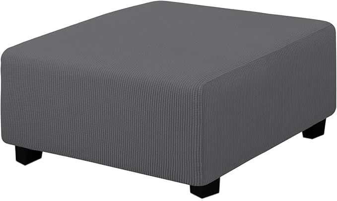 Easy-Going Stretch Square Ottoman Cover 40x40x15 inch Folding Storage Stool Furniture Protector Soft Rectangle slipcover with Elastic Bottom Grey