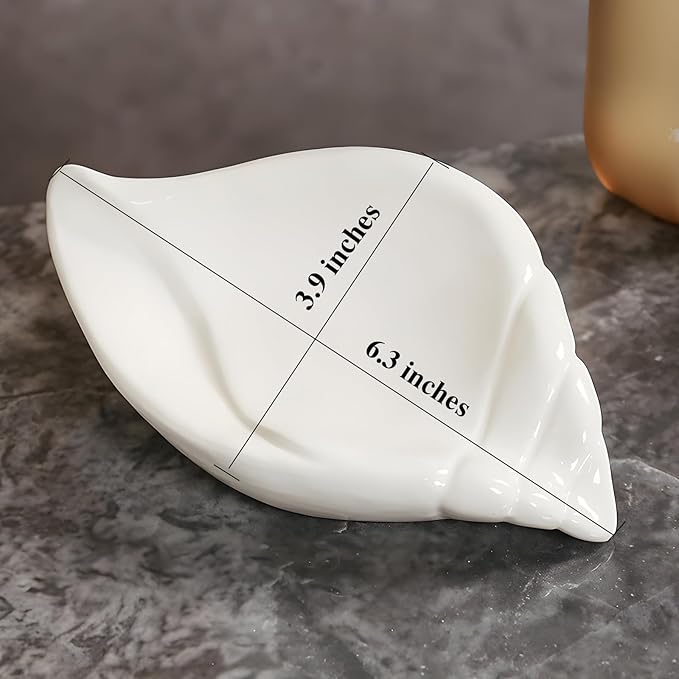 Ceramic Soap Holder with Drain, Soap Dish, Soap Saver, Shower Bathroom Decor, White