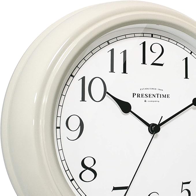 Presentime & Co Chic Home Collection 10" Molly Clock, Silent No Ticking, Cream White. Modern Decorative Wall Clock for Kitchen, Kid's Room, Bathroom, Bedroom, and Office