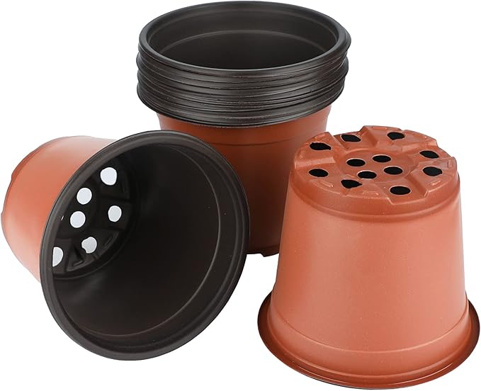 KINGLAKE 100 Pcs 6" Plastic Plants Nursery Pot/Pots Seedlings Flower Plant Container Seed Starting Pots