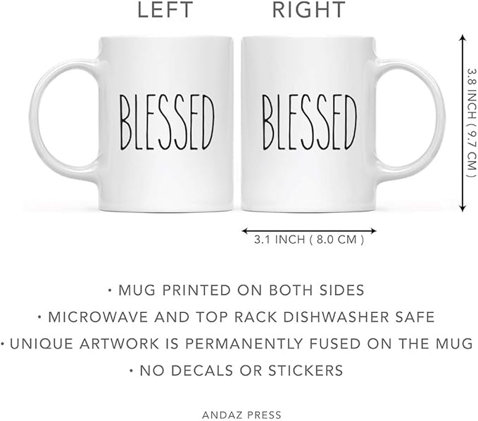 Andaz Press Simple Rustic Farmhouse Kitchen Decor 11oz. Ceramic Coffee Tea Mug Gift, Blessed, 1-Pack, Includes Box, Minimalist Birthday Christmas Ideas Blessed Coffee Mug Farmhouse Mugs Blessed Mugs