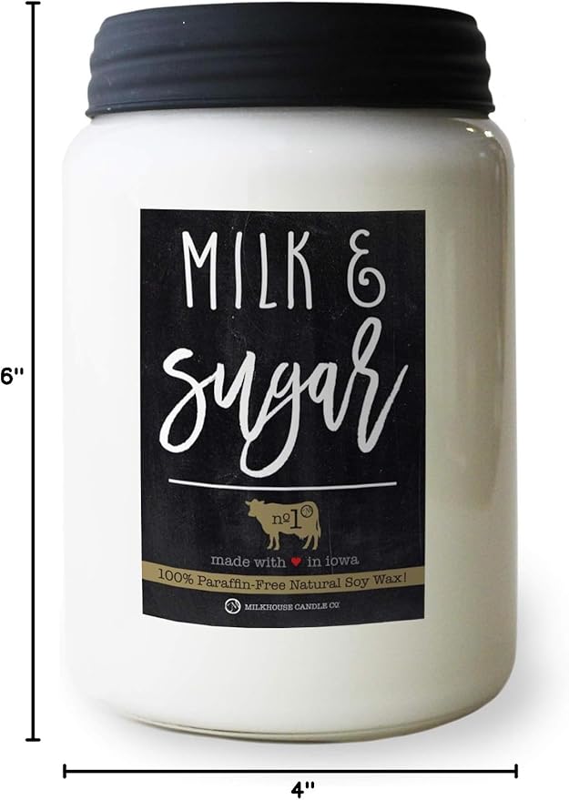 Milkhouse Candle Company - Milk & Sugar - 26oz Beeswax and Soy Candles - Farmhouse Collection - 100% Natural, Paraffin Free, with Premium Fragrance Oil, Glass Jars with Lids