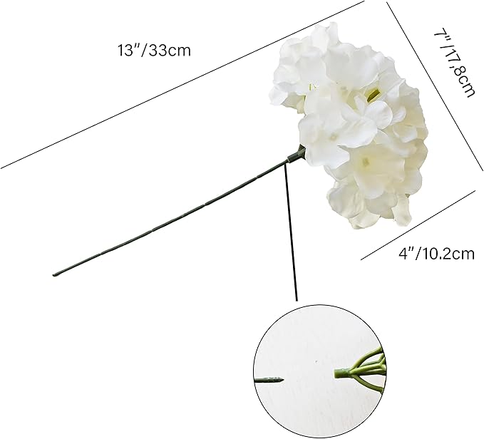 Mandy's 10 Stems White Silk Hydrangea Flowers – Artificial Centerpiece for Wedding & Home Decor