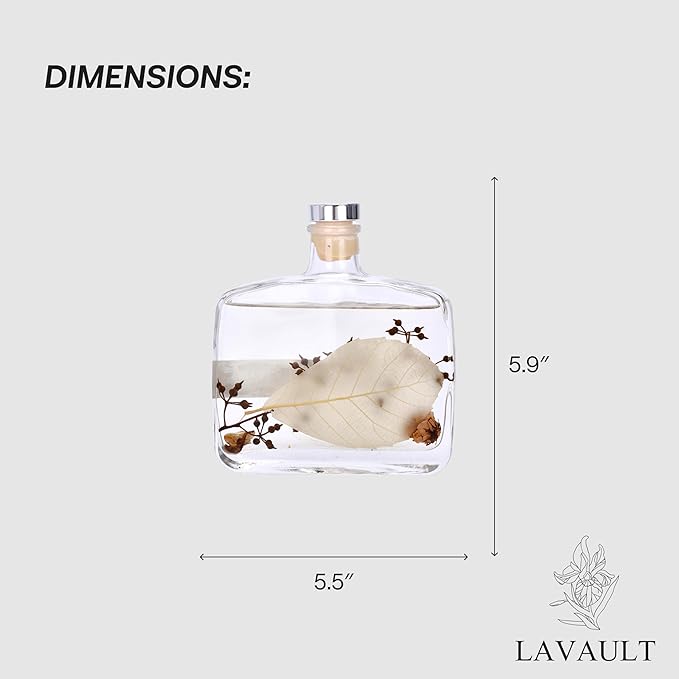 Reed Diffusers for Home - Greenwhite Ornaments - 100% Natural Materials - Long-Lasting Fragrance - Relaxing Atmosphere, Easy-to-Use & Eco-Friendly, Reusable Glass Bottle Flourish Tea Aroma