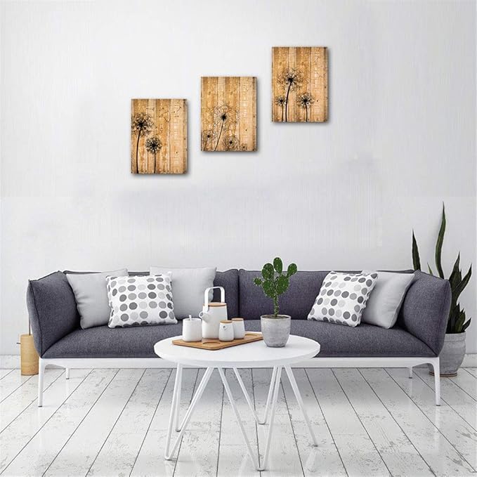 Wall Decoration For Bedroom Canvas Wall Art For Living Room Modern Bathroom Kitchen Works Of Art Dandelion Flowers Pictures Abstract Painting Retro Canvas Art Office Home Decoration 20 " X 28" 3 Piece
