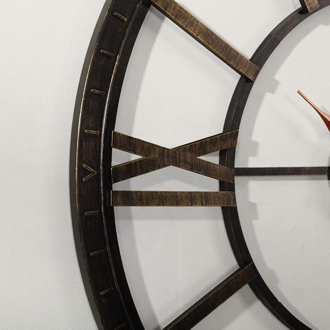 FirsTime & Co. Bronze Big Time Wall Clock, Large Vintage Decor for Living Room and Home Office, Round, Plastic, Farmhouse, 40 inches