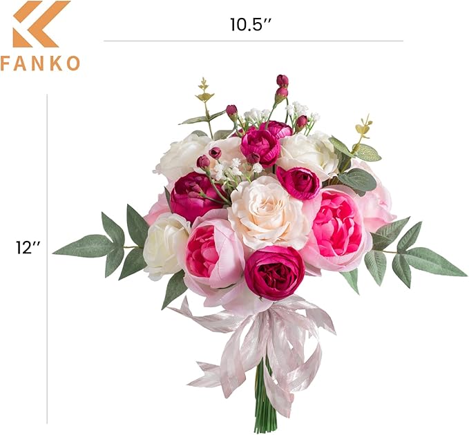 FANKO Rose Artificial Flowers Combo for DIY, Fake Rose Artificial Silk Flowers with Greenery, Real Looking Artificial Faux Flowers for Wedding, Table Decoration, Centerpieces, Party, Home Décor