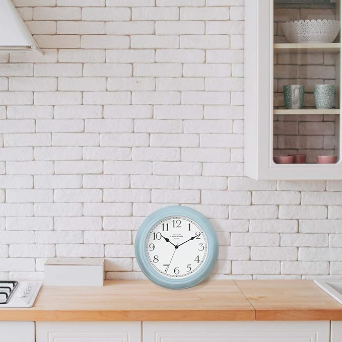 Presentime & Co Chic Home Collection 10" Molly Clock, Silent No Ticking, Blue Color. Modern Decorative Wall Clock for Kitchen, Kid's Room, Bathroom, Bedroom, and Office