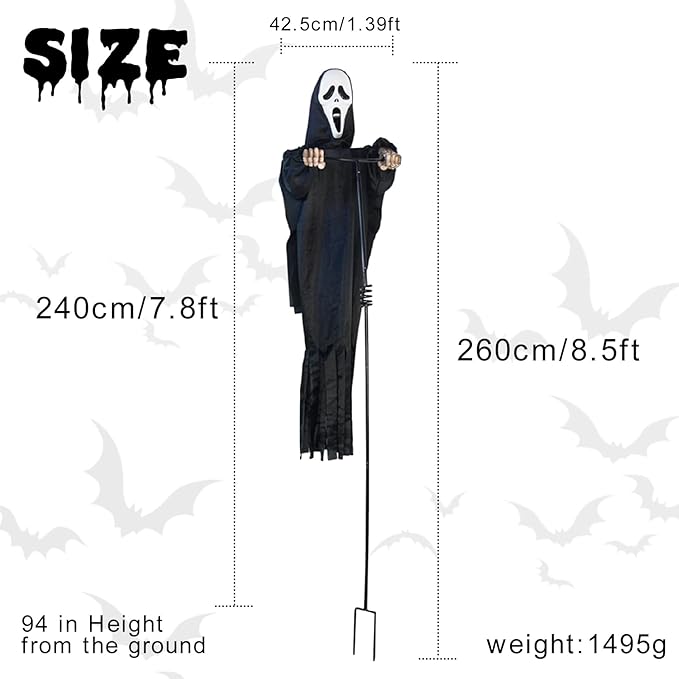 Scarecrow Screaming Ghost, Scary Halloween Decorations Outdoor Scary Ghost, Halloween Scary Scream Scarecrow Decorations